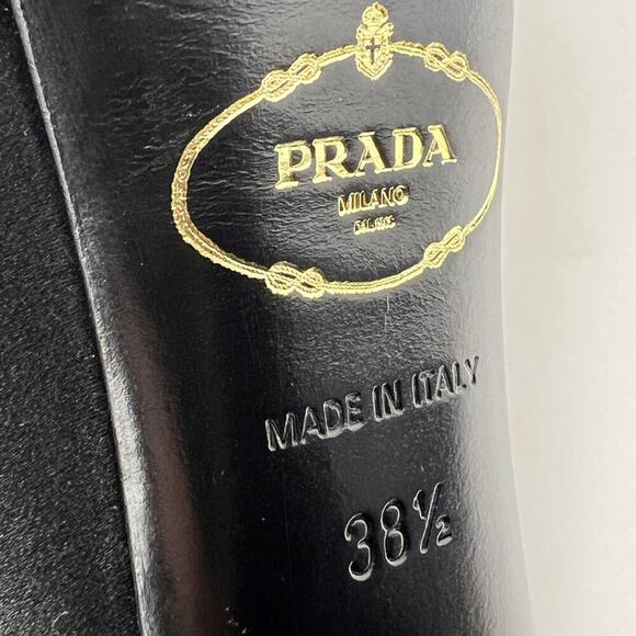 Prada Black Satin Gold Sequins Embellished Mary Jane Platform Pumps - Picture 7 of 9